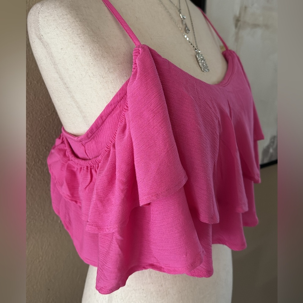 Pink Ruffle Off-Shoulder Top - Picture 6 of 8